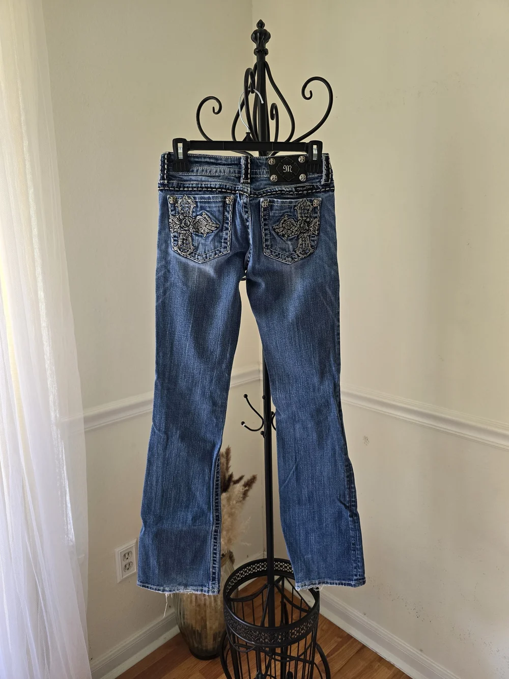 Miss Me Medium Blue Flared Jeans with Faded Detailing